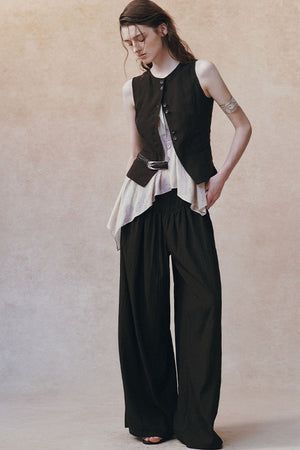 Tencel Ramie Asymmetric Tie-Up Vest