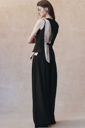 Tencel Ramie Asymmetric Tie-Up Vest