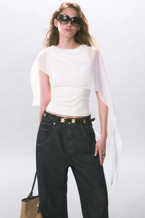 Tencel Sheer Irregular Mesh Cape