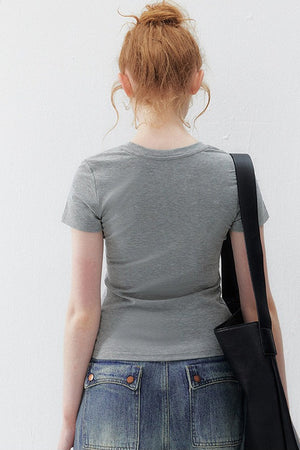 Tencel U-Neck Short-Sleeved T-Shirt