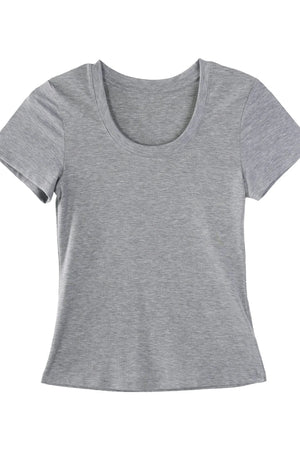 Tencel U-Neck Short-Sleeved T-Shirt