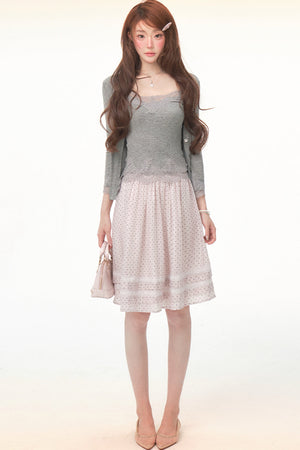 Tencel Wool Lace Camisole & Skirt Set-Up