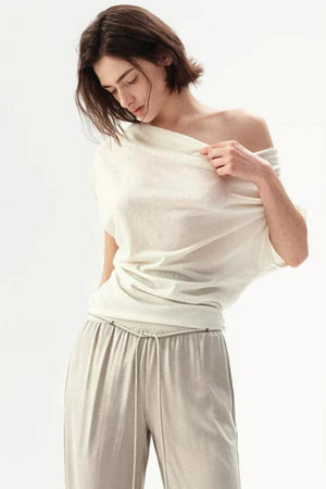 Tencel Wool Off-Shoulder Top