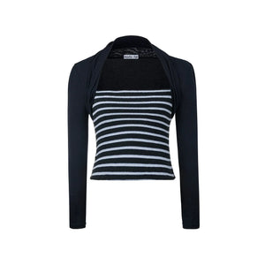 Tencel Wool Striped Knit Top