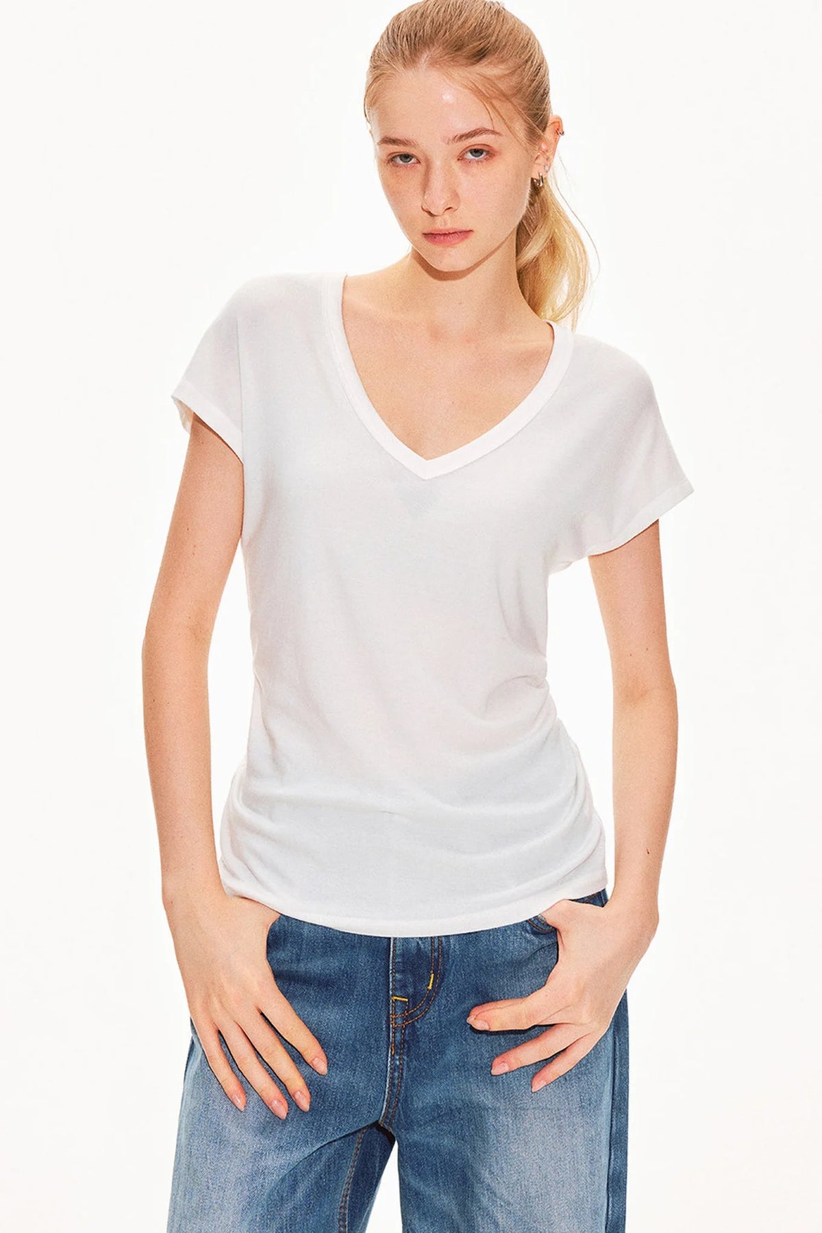 Tencel Wool V-Neck Top
