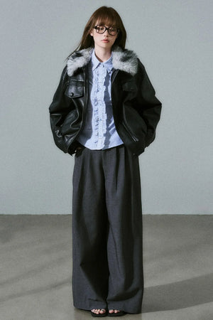 Tencel Wool Wide-Leg Pants