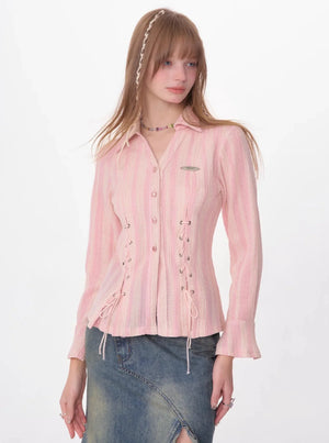 Texture Slim Tie Long Sleeve Shirt
