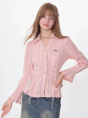 Texture Slim Tie Long Sleeve Shirt