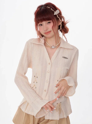 Texture Slim Tie Long Sleeve Shirt