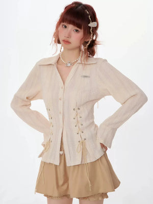 Texture Slim Tie Long Sleeve Shirt