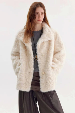 Textured Eco-Friendly Fur Coat