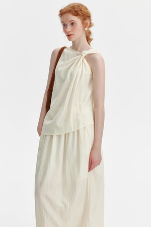 Textured Knot Vest & Skirt Set