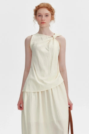 Textured Knot Vest & Skirt Set