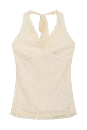 Textured Lace Halter Top And Trousers Set-Up