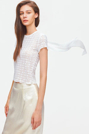 Textured Lace Short Sleeve Top