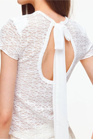 Textured Lace Short Sleeve Top