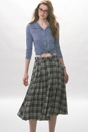 Textured Pleated Button Up Shirt
