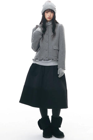 Textured Quilted A-Line Skirt