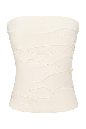Textured Ripped Cut-Out Strapless Tube Top