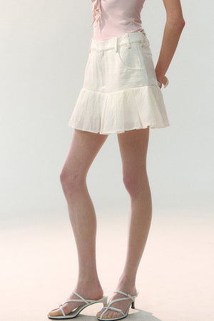 Textured Sheer Pleated Mini Skirt