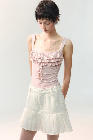 Textured Sheer Pleated Mini Skirt