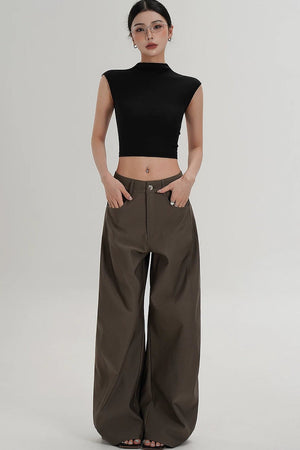 Textured Wide-Leg Scimitar Pants
