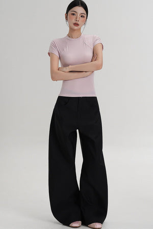Textured Wide-Leg Scimitar Pants