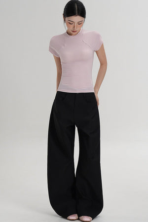 Textured Wide-Leg Scimitar Pants
