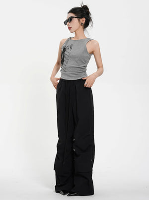 Thin Pleated Waist Casual Pants