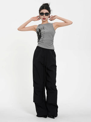 Thin Pleated Waist Casual Pants