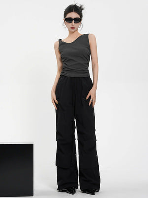 Thin Pleated Waist Casual Pants