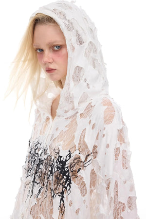 Thorned Lace Hooded Top