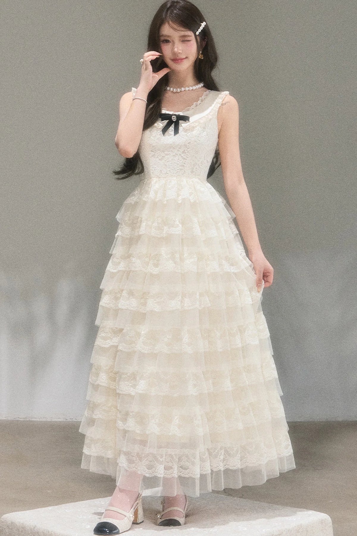 Thousand-Layer French Lace Dress
