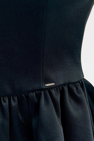 Three-Dimensional Bow Satin Cropped Dress