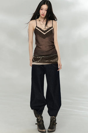 Three-Dimensional Embroidery Denim Pants