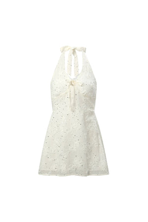 Three-Dimensional Floral Halter Dress Set-Up