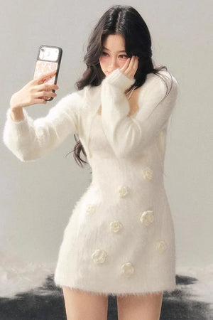 Three-Dimensional Floral Winter Dress