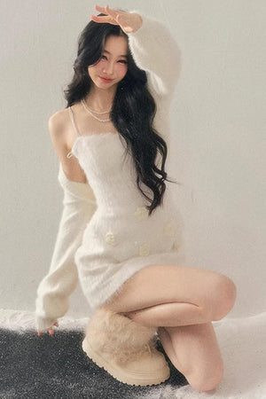 Three-Dimensional Floral Winter Dress