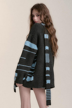 Three-Piece Sweater Cardigan Scarf Set-Up
