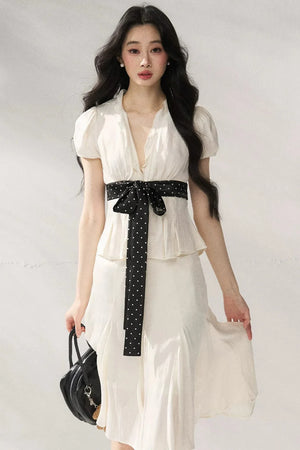 Tie Waist V-Neck Top
