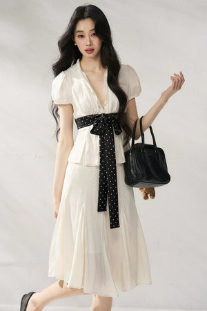 Tie Waist V-Neck Top