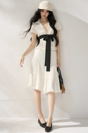 Tie Waist V-Neck Top