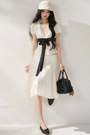 Tie Waist V-Neck Top