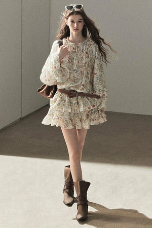 Tiered Floral Dress and Leggings Set