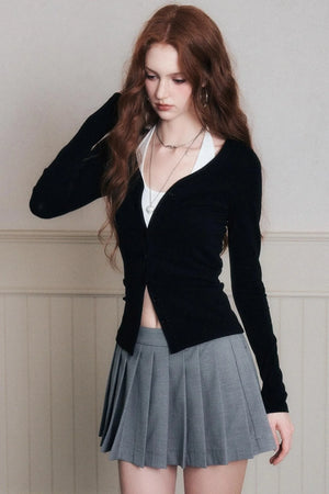 Timeless Grey Pleated A-Line Skirt