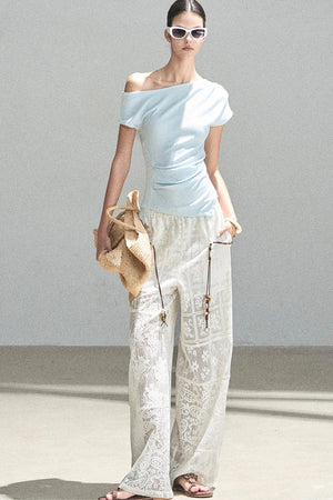 Translucent Lace Wide-Leg Pants