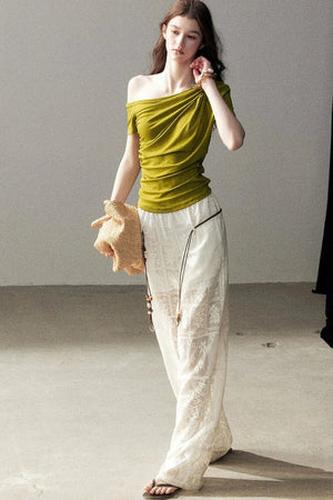 Translucent Lace Wide-Leg Pants