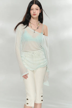 Transparent Colorful Knit Blouse