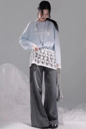 Transparent Patchwork Embroidery T-Shirt