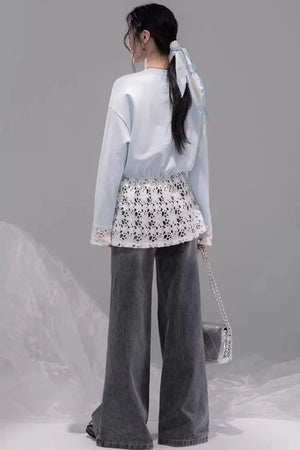 Transparent Patchwork Embroidery T-Shirt